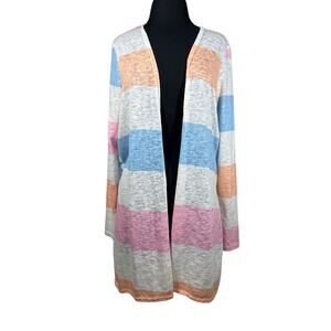 BiBi Women's Lightweight Longline Open Cardigan Sweater Pastels Size M Office